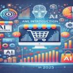 Illustration of e-commerce growth opportunities to grow your online store in 2025, featuring graphs and product listings.