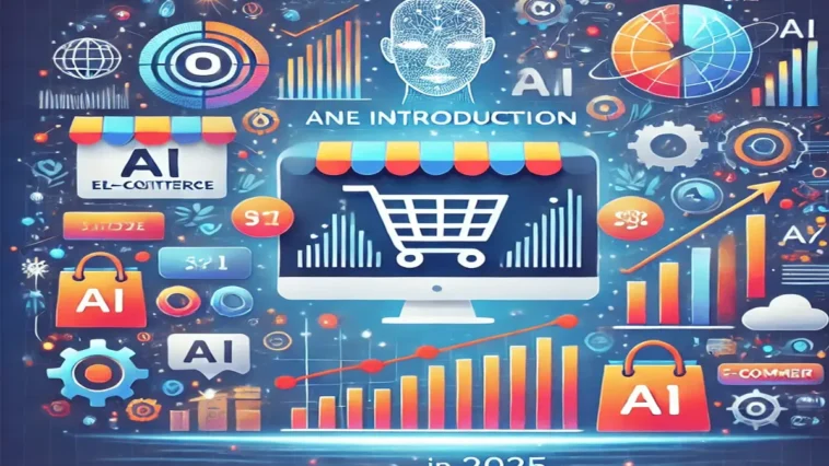 Illustration of e-commerce growth opportunities to grow your online store in 2025, featuring graphs and product listings.